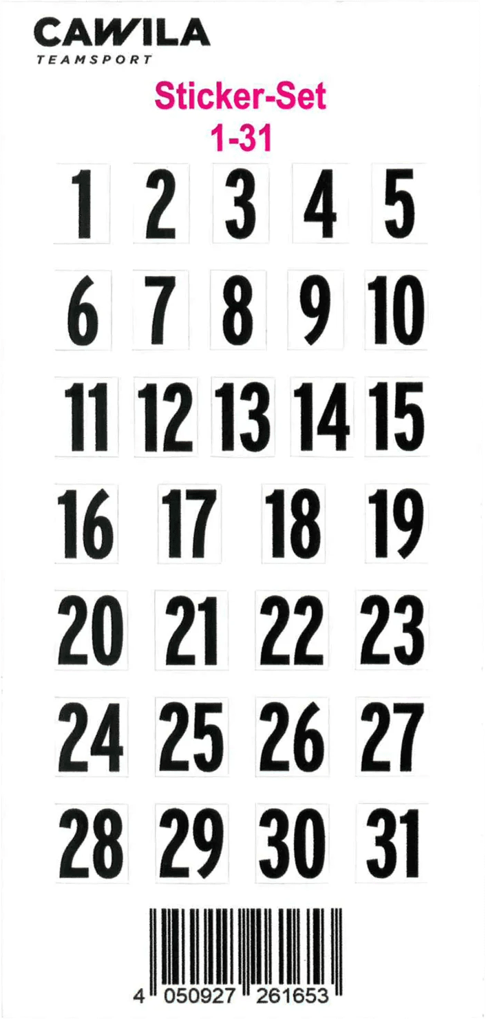 Číslo Cawila Cawila sticker set, back numbers 1-31