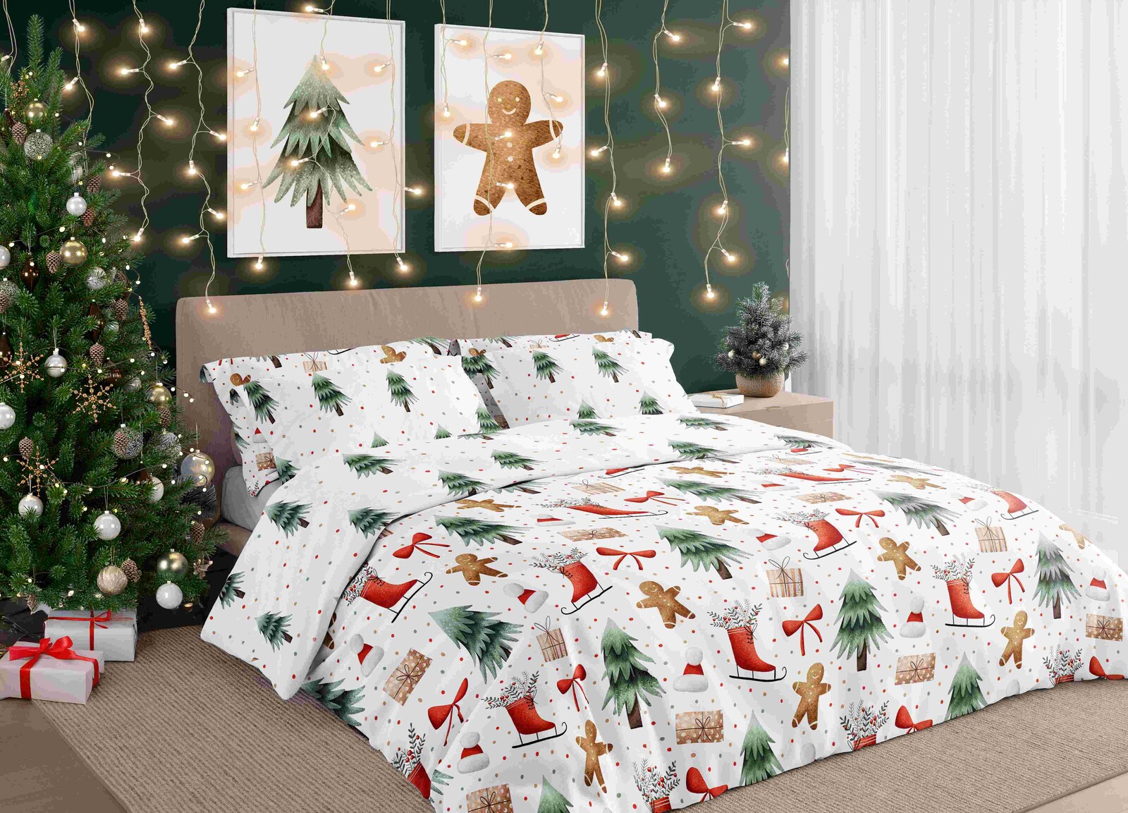 FARO Vánoční bavlněné povlečení 220x200 + 2 x 70x80 cm - Magické Vánoce