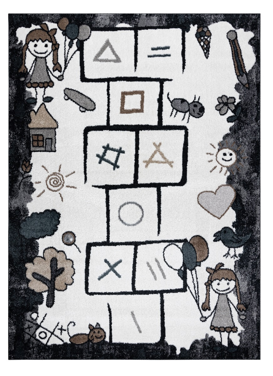 AKCE: 120x170 cm Dětský kusový koberec Fun Hop black, černobílá, dětský pokoj, Dywany Łuszczów