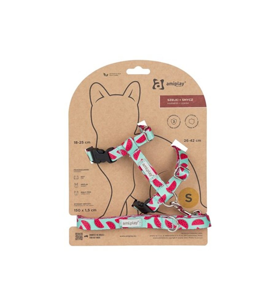 Amiplay Kšíry pro kočku s vodítkem BeHappyCat Watermelon | Postroje pro kočku
