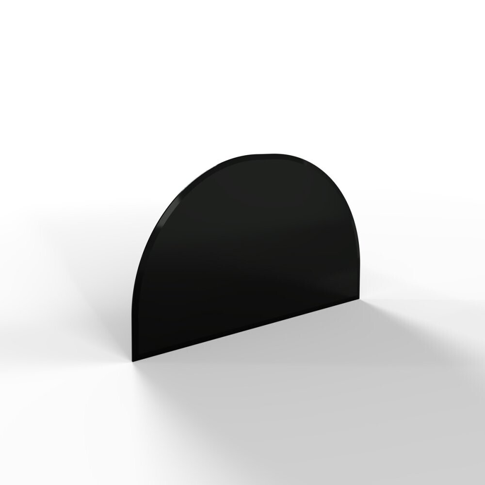 Sklo pod kamna - FLAMINGO Oblouk 700x450 mm, černé, fazeta / R350 / 6 mm