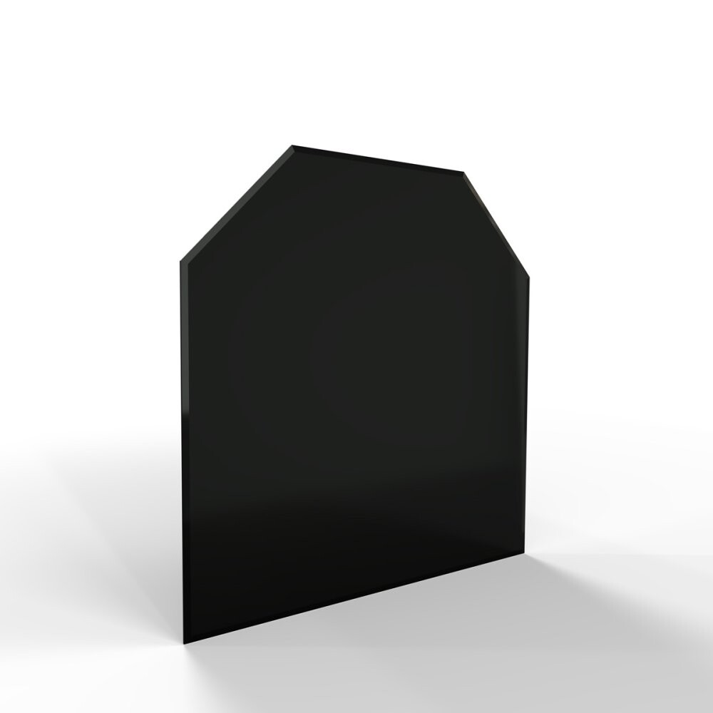 Sklo pod kamna - FLAMINGO Šestihran 1000x1000 mm, černé, fazeta / 6 mm