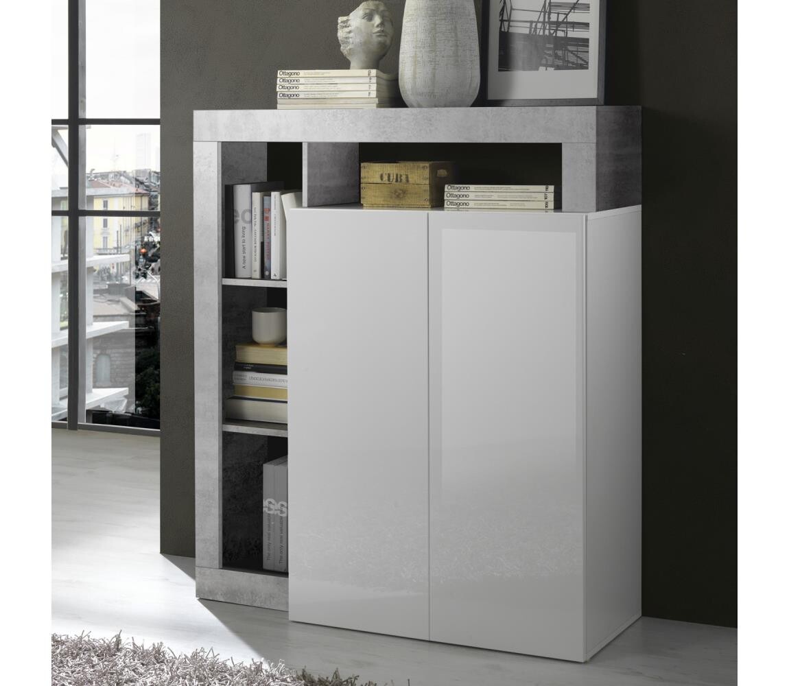 MC Akcent Komoda LENOR bílá/šedá beton 209030-04CE