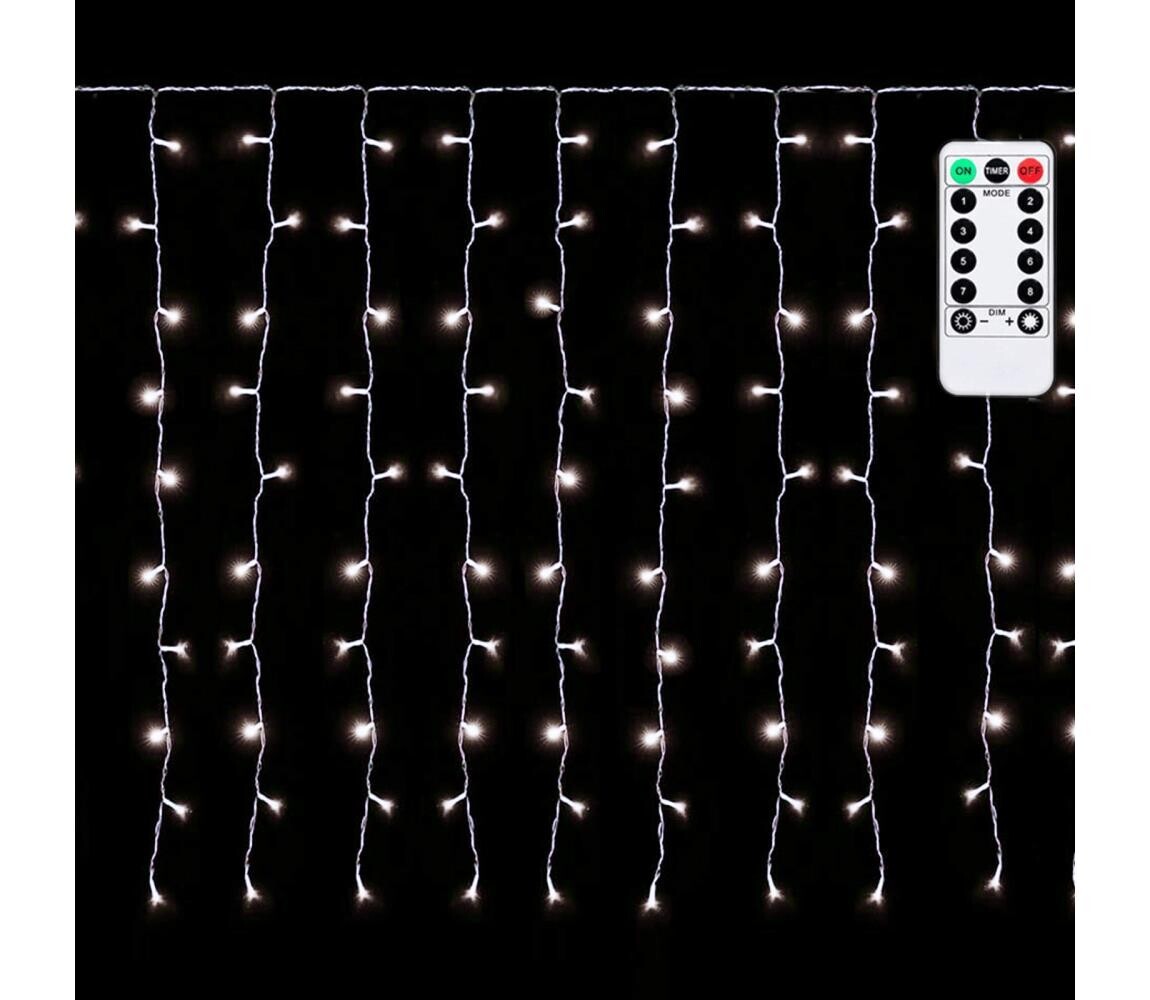 B.V.  - LED Ven. ván. řetěz 150xLED/6W/230V/8 funkcí 1,5x1m IP44 stud bílá+DO B10303S7B