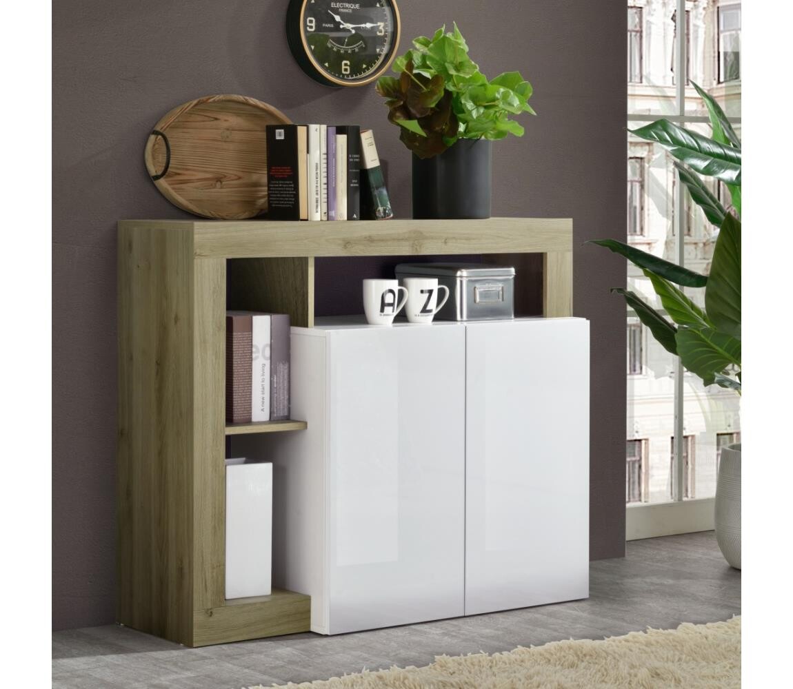 MC Akcent Komoda LENOR bílá/světlý dub 209030-02K