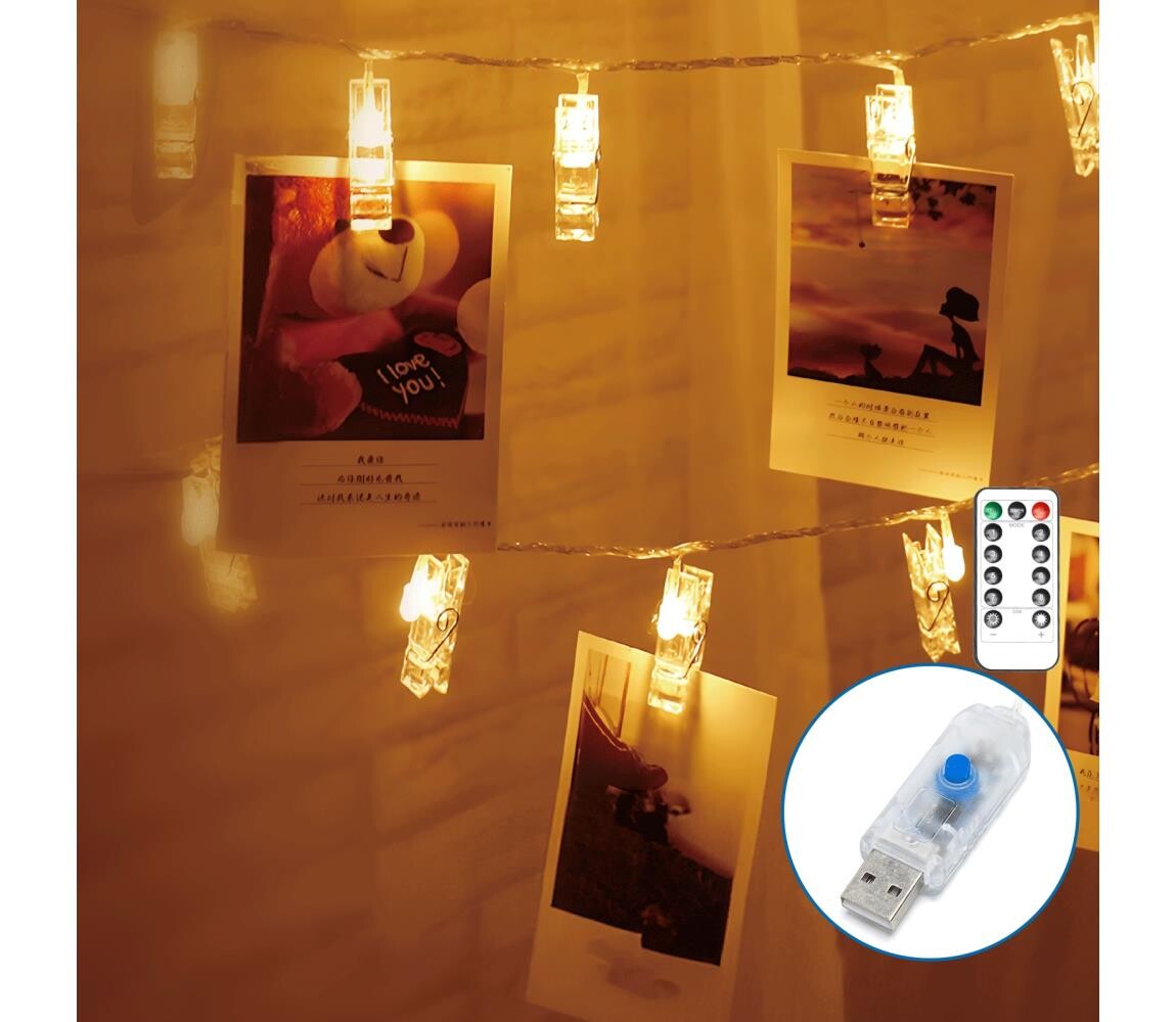 B.V.  - LED Dekorační řetěz 80xLED/5W/USB 13 m teplá bílá B103031XI