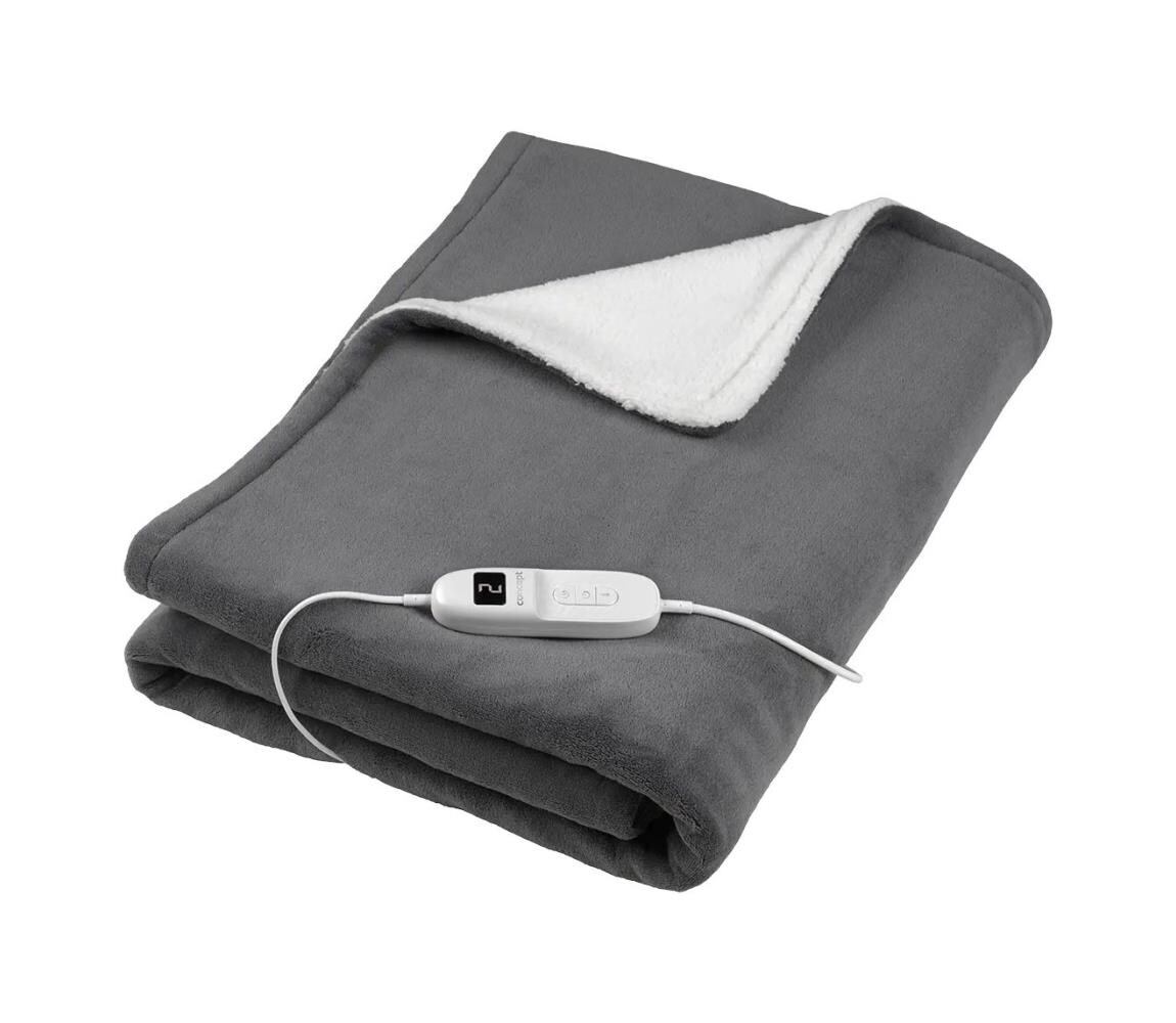 Concept DV7420 - Elektrická vyhřívaná deka 160W/230V 180x130 cm šedá/bílá DV7420