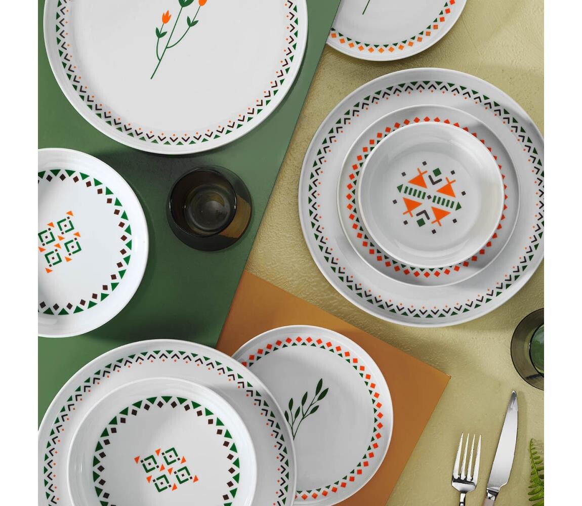 Jídelní sada 24 ks pestrobarevná/porcelán 710KTP3508