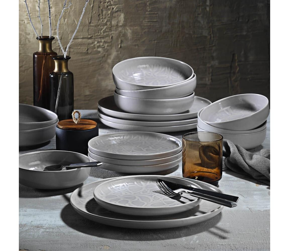 Jídelní sada 24 ks šedá/porcelán 710KTP3529