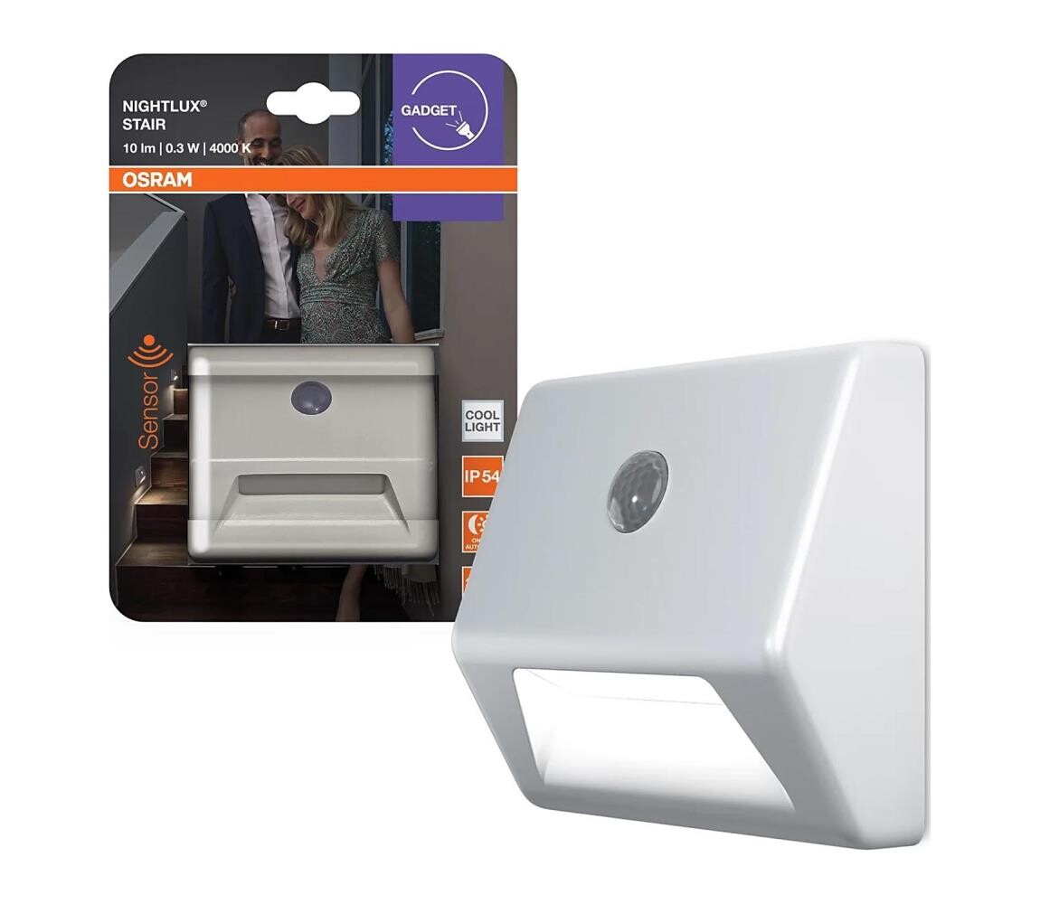 Osram - LED Schodišťové svítidlo se senzorem NIGHTLUX LED/0,25W/3xAAA IP54 4099854530951