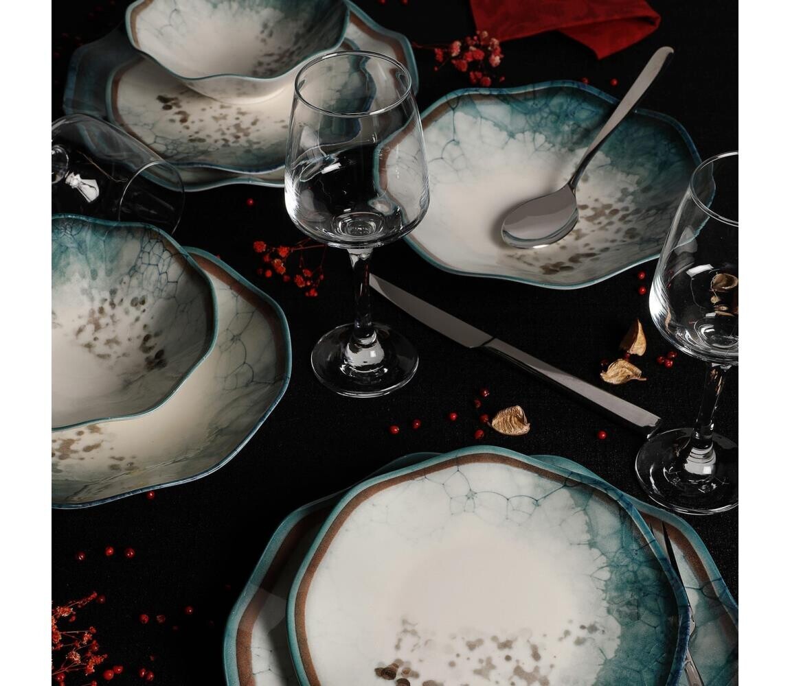 Jídelní sada 24 ks modrá/porcelán 387GRP1121