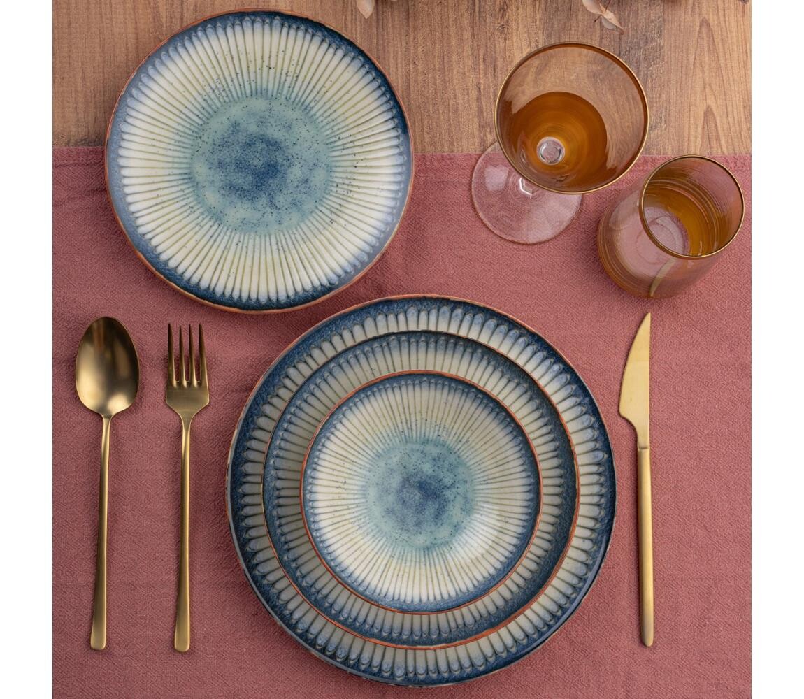 Jídelní sada 24 ks modrá/porcelán 387GRP1368