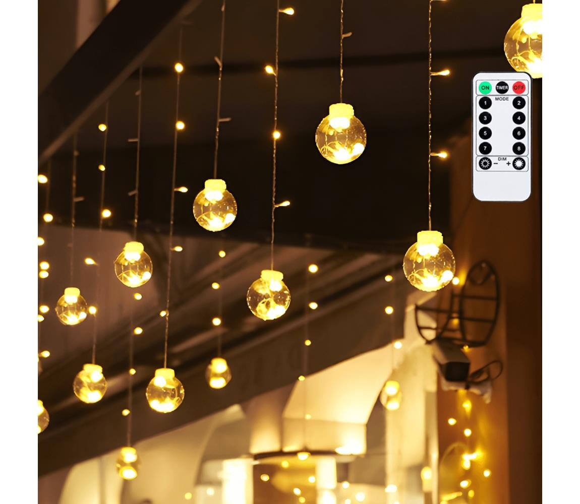 B.V.  - LED Ven. ván. řetěz 120xLED/6W/230V/8 funkcí 3x0,6m IP44 tep bílá+DO B10303S71