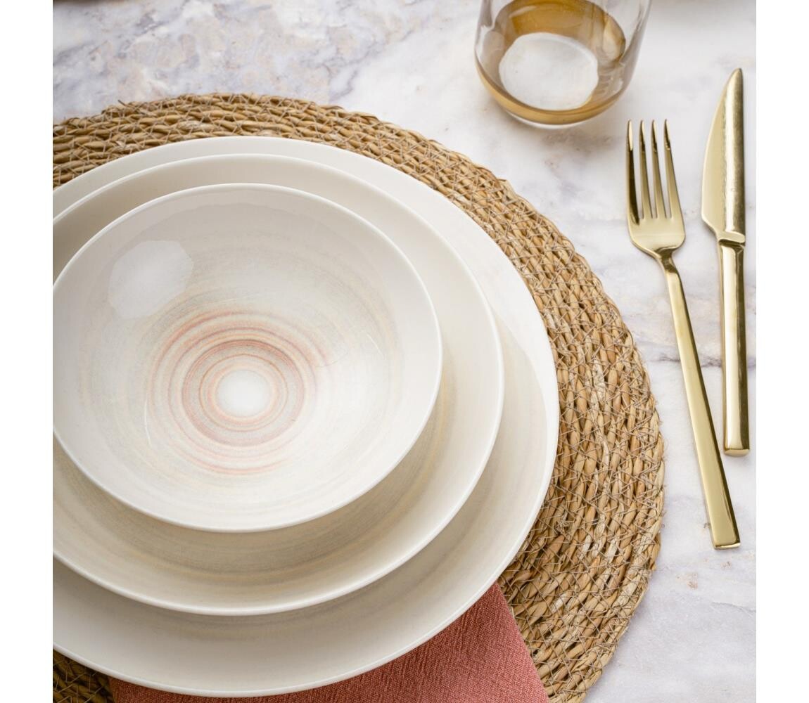 Jídelní sada 24 ks béžová/porcelán 387GRP1353