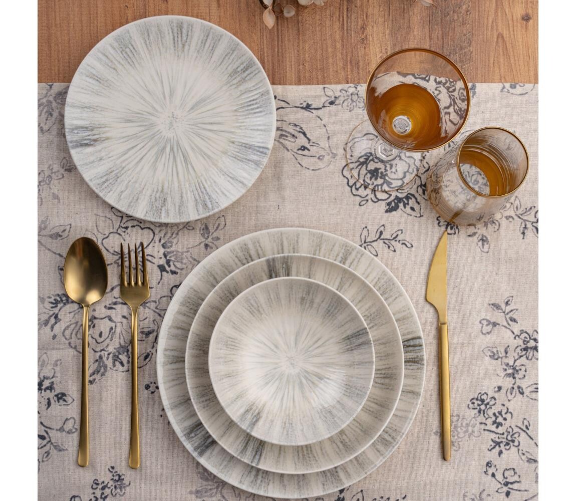 Jídelní sada 24 ks šedá/porcelán 387GRP1371