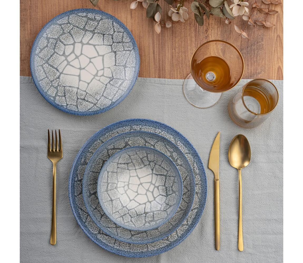 Jídelní sada 24 ks modrá/porcelán 387GRP1374