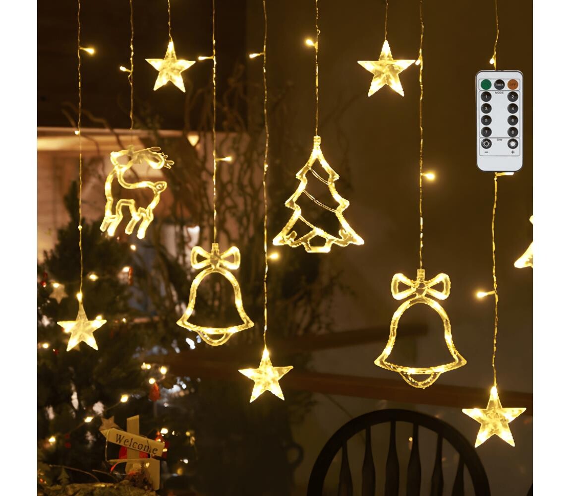 B.V.  - LED Ven. ván. řetěz 120xLED/6W/230V/8 funkcí 3x0,6m IP44 tep bílá+DO B10303S6X