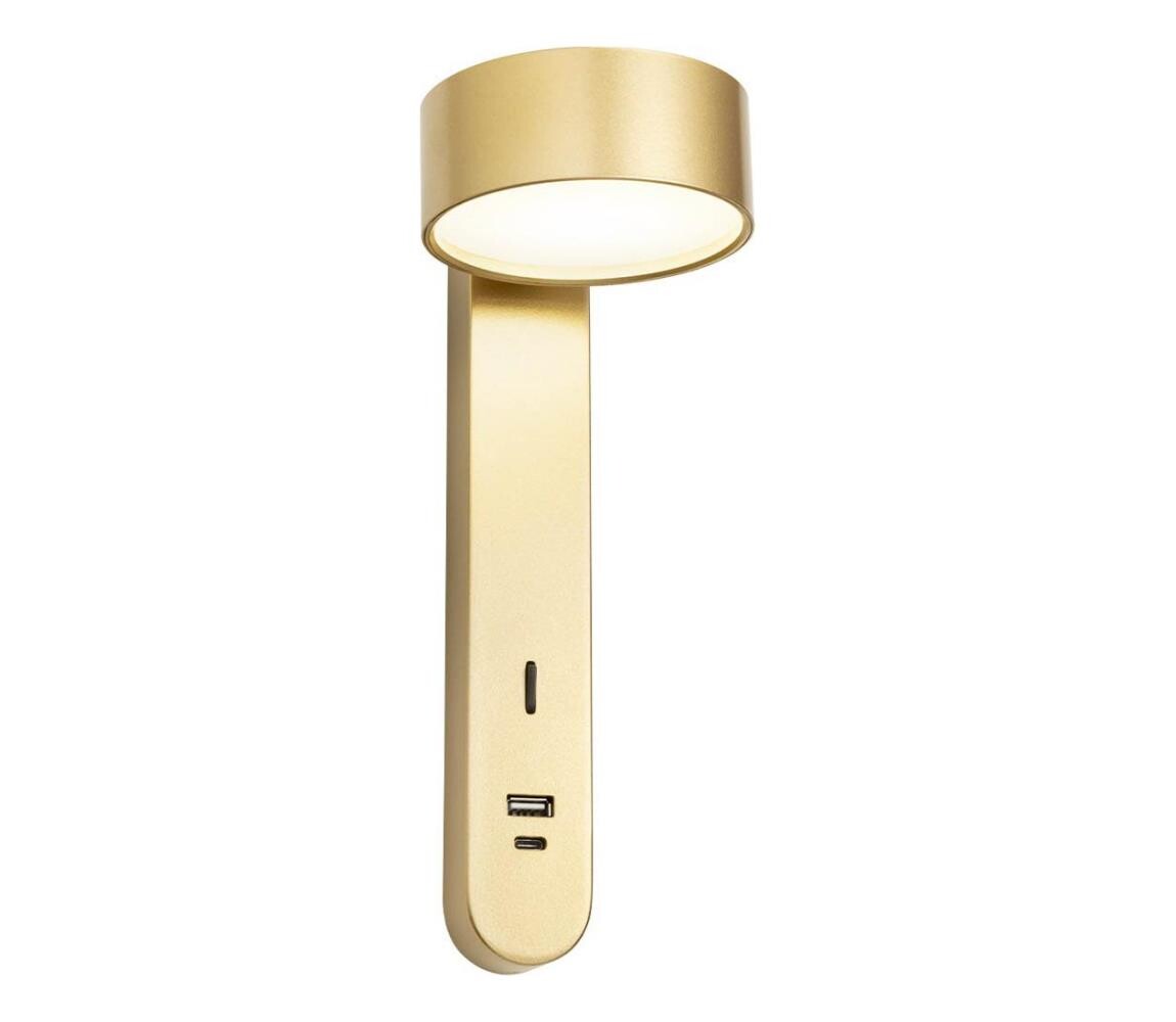 Redo 01-4641 - LED Nástěnné svítidlo SADES LED/6W/230V CRI 90 USB zlatá 01-4641