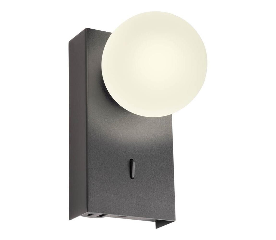 Redo 01-4659 - LED Nástěnné svítidlo NORMA LED/5W/230V CRI 90 USB černá 01-4659