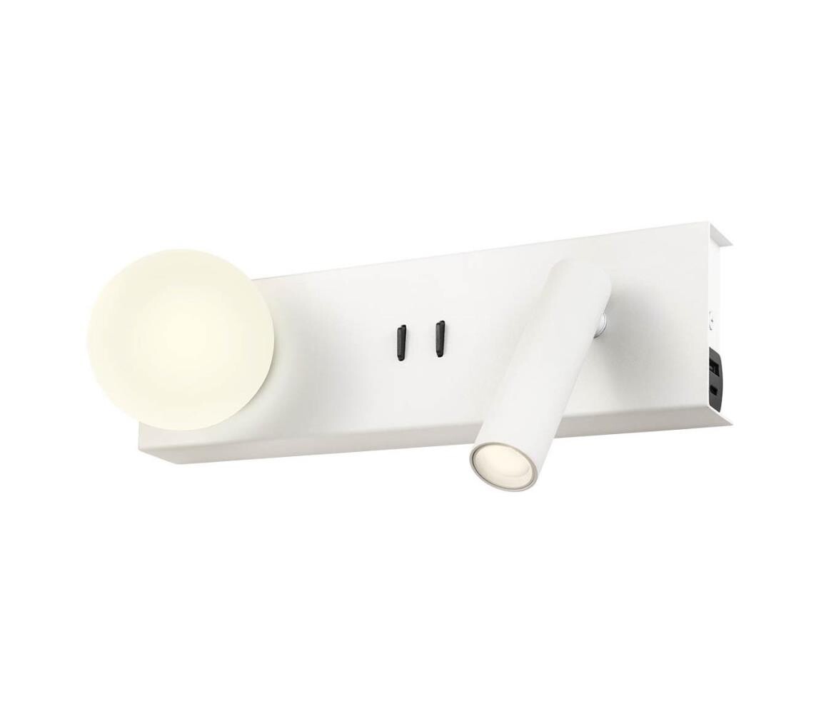 Redo 01-4660 - LED Nástěnné svítidlo NORMA LED/5W/230V + LED/3W CRI 90 USB bílá 01-4660