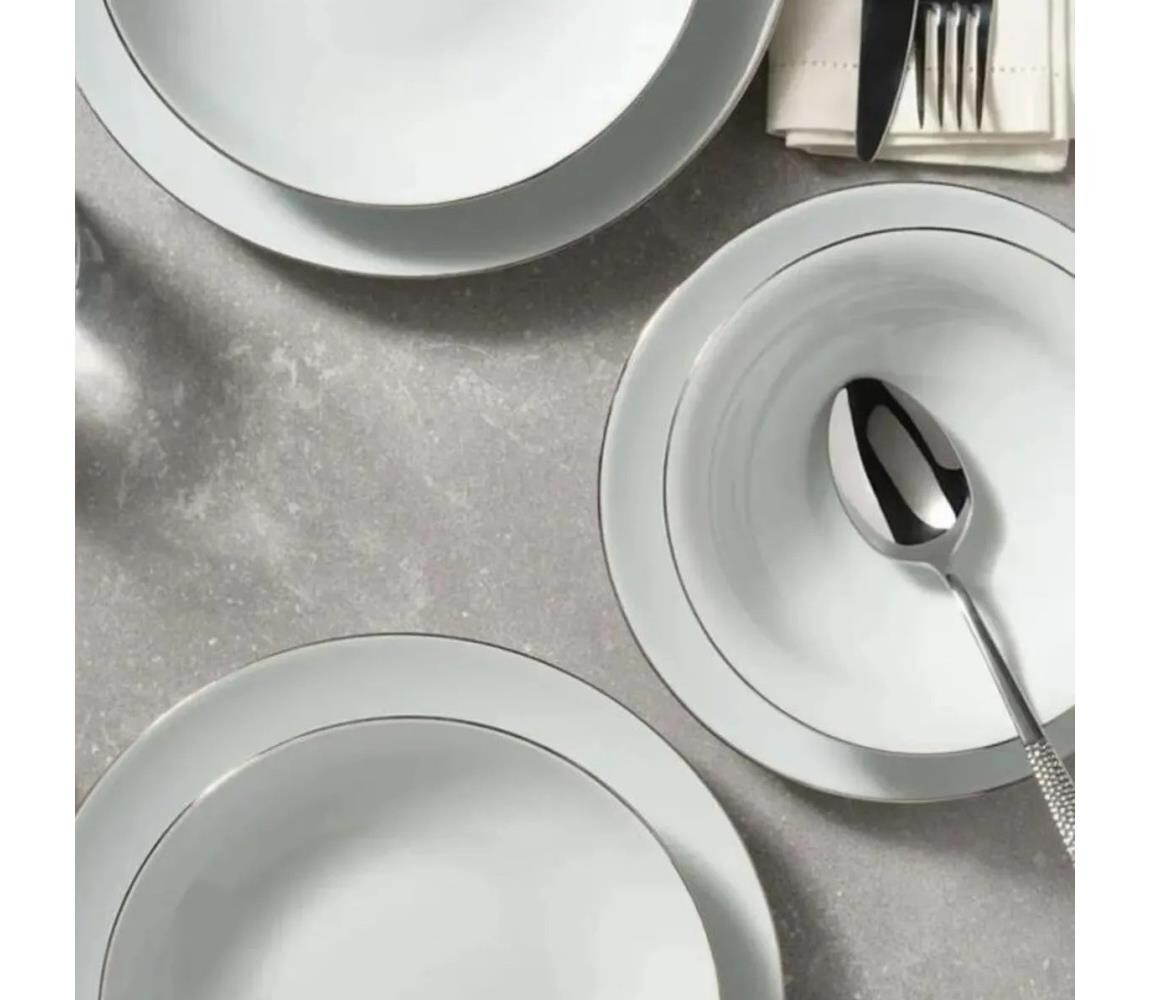 Jídelní sada 8 ks bílá/stříbrná/porcelán 973BRS3152