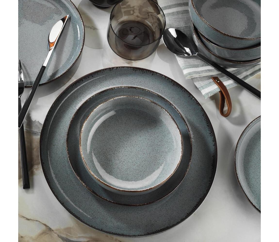 Jídelní sada 16 ks šedá/porcelán 710KTP3409