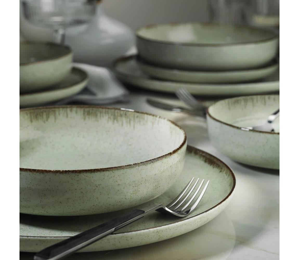 Jídelní sada 12 ks zelená/porcelán 710KTP9752