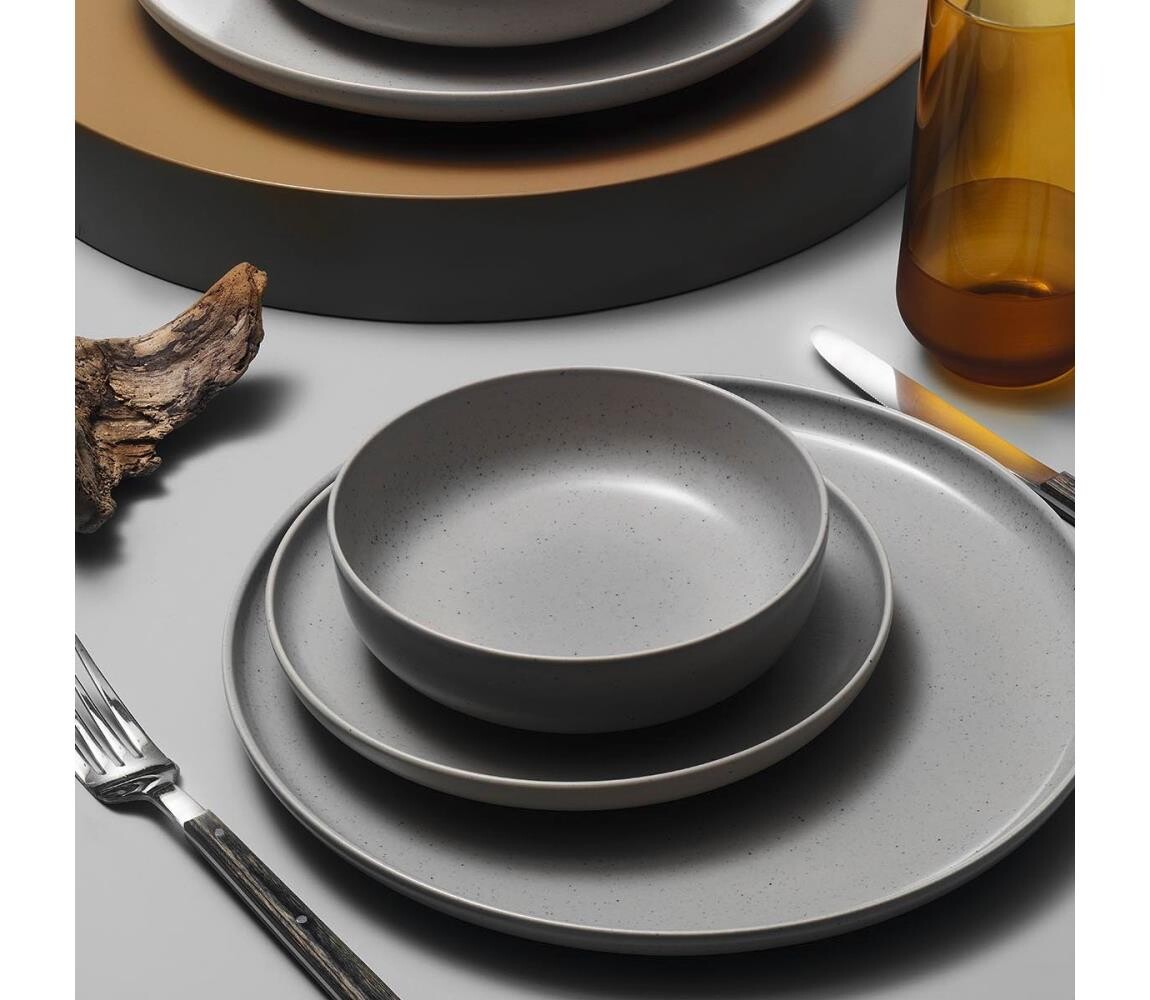 Jídelní sada 8 ks šedá/porcelán 719KTP9783