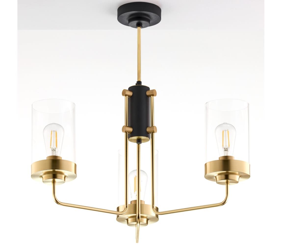 Jupiter 2087 - Lustr na tyči RAMIREZ 3xE27/15W/230V zlatá/černá 2087