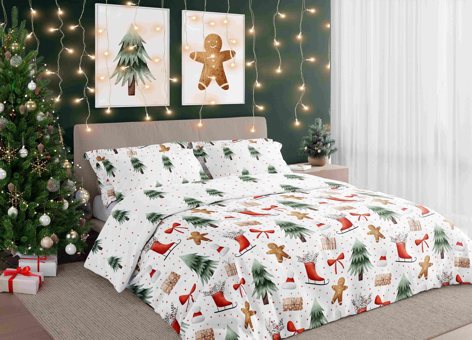 FARO Vánoční bavlněné povlečení 140x200 + 70x90 cm - Magické Vánoce