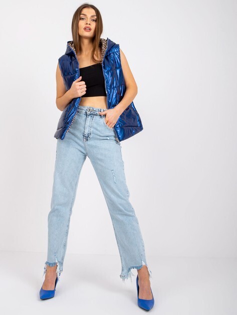 Modrá oboustranná vesta s kapucí Addison