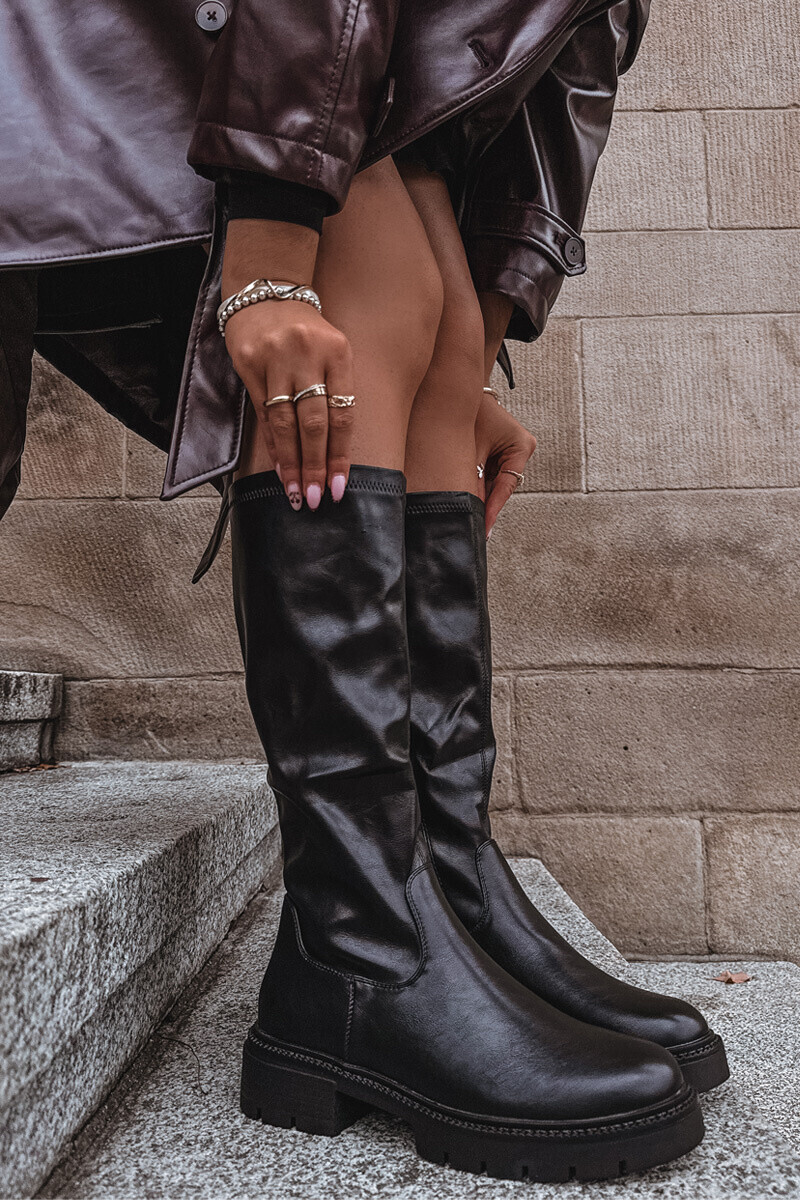 Boto Dámské kozačky z ekologické kůže Černé Oceana