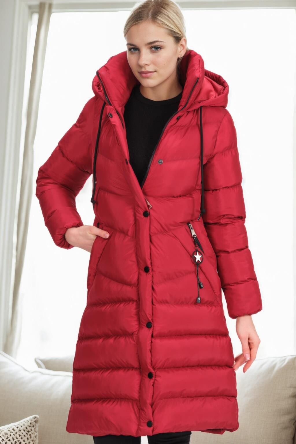 Z9719 DEWBERRY WOMEN'S COAT-BURGUNDY
