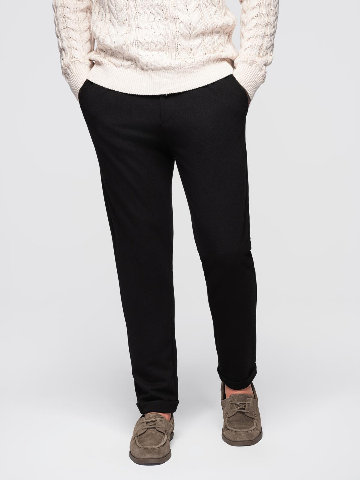 Ombre Men's pique knit pants with adjustable waistband - black