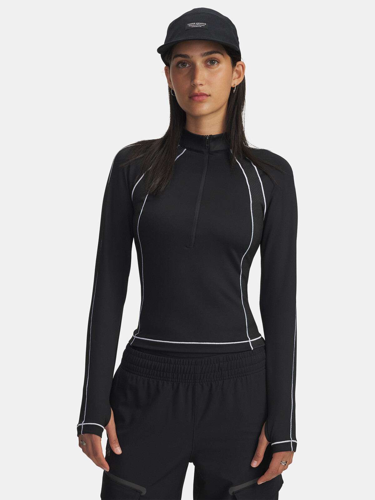 Dámské tričko Under Armour UA ColdGear Textured 1/2 Zip-BLK - Dámské
