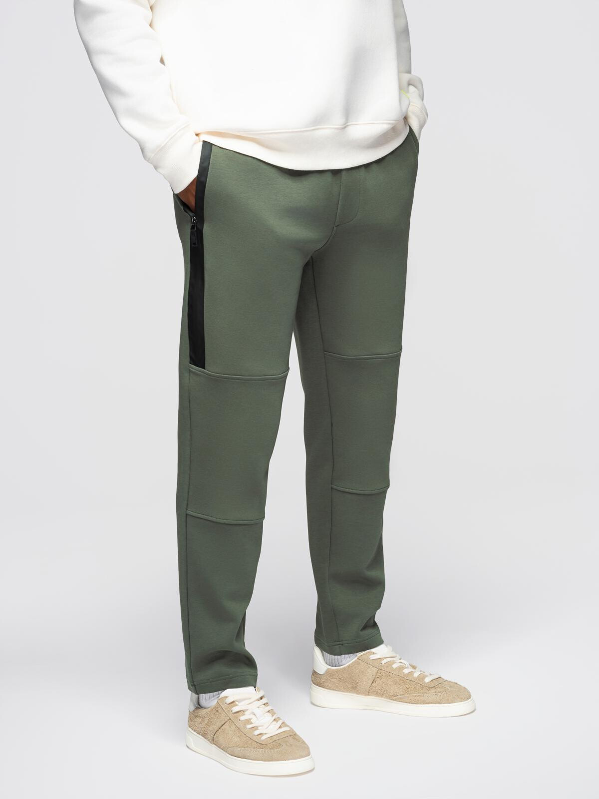 Ombre Men's sweatpants with straight leg and rubber details - dark olive green