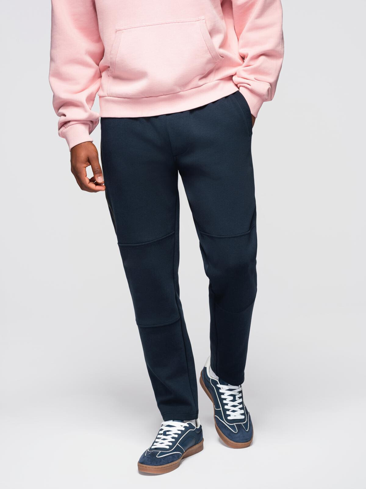 Ombre Men's sweatpants with straight leg and rubber details - dark blue