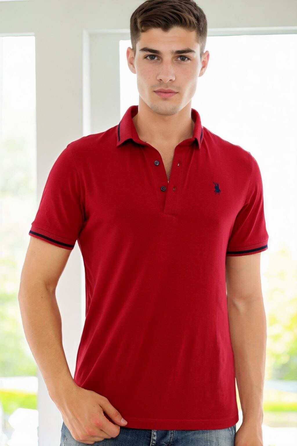 T9586 DEWBERRY MEN'S POLO SHIRT-BURGUNDY