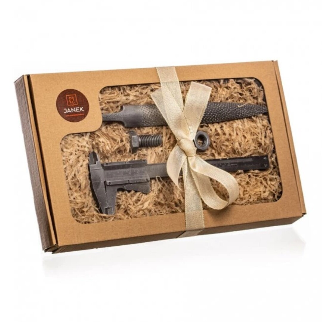 JANEK Čokoládové nářadí Pilník a šuplera 72% 90 g