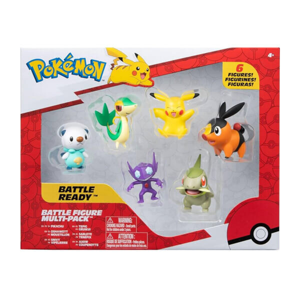 Pokémon akční figurky 6-Pack (Pikachu, Tepig, Oshawott, Sableye, Axew a Sniyv)