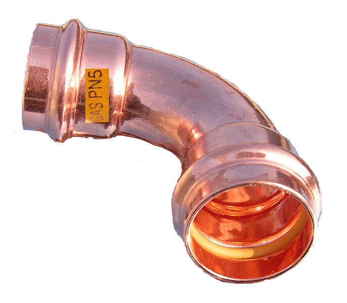 Press měděný oblouk lisovací 18/90 FF - lisovací koleno 18 mm/90° FF pro vodu, topení a plyn