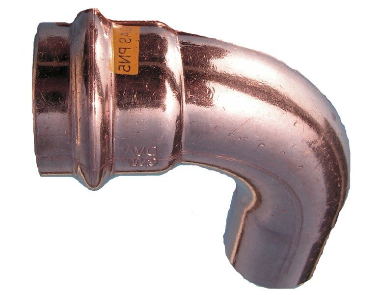 Press měděný oblouk lisovací 42/90 MF - lisovací koleno 42 mm/90° MF pro vodu, topení a plyn