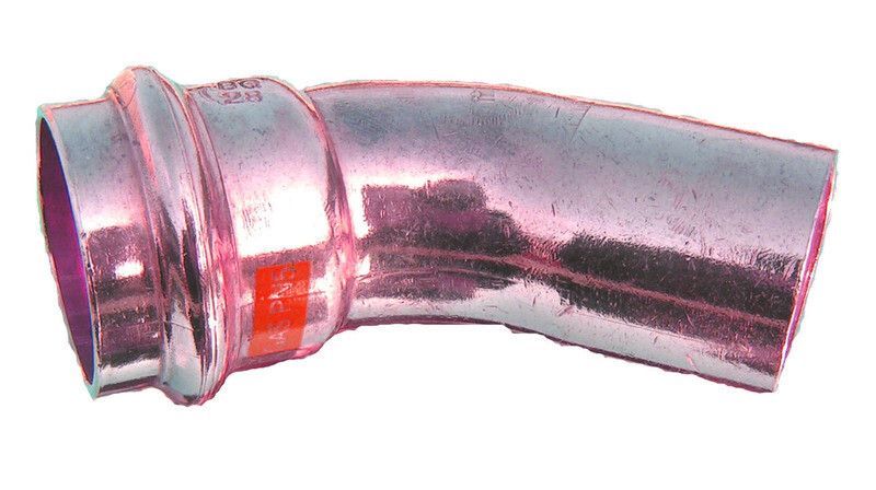 Press měděný oblouk lisovací 35/45 MF - lisovací koleno 35 mm/45° MF pro vodu, topení a plyn