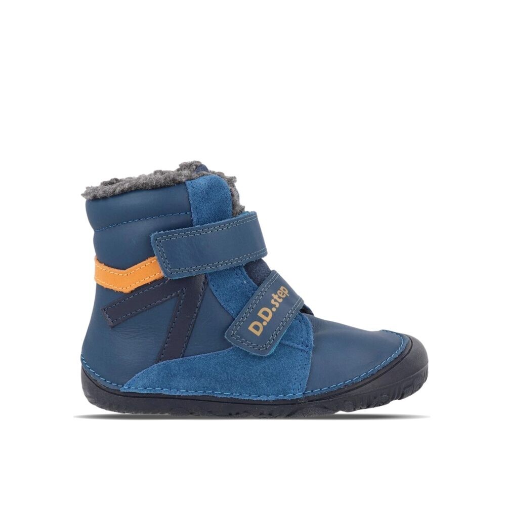 D.D.STEP W073-52306B Modrá Dětské zimní zateplené barefoot boty - 20