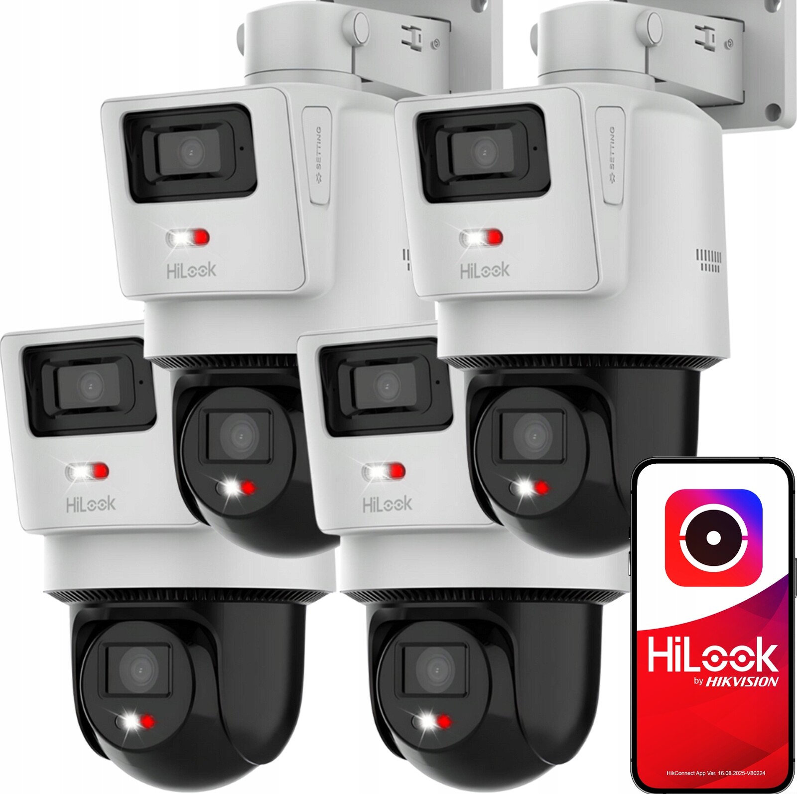 Sada 4 otočných Ip kamer HiLook Hikvision TrandemVu 4MPx Dualna PTZ-D4