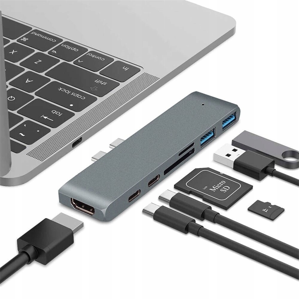 Rozbočovač Usb-c Hub Usb 7v1 Microsd Hdmi Pro Macbook Pro Air