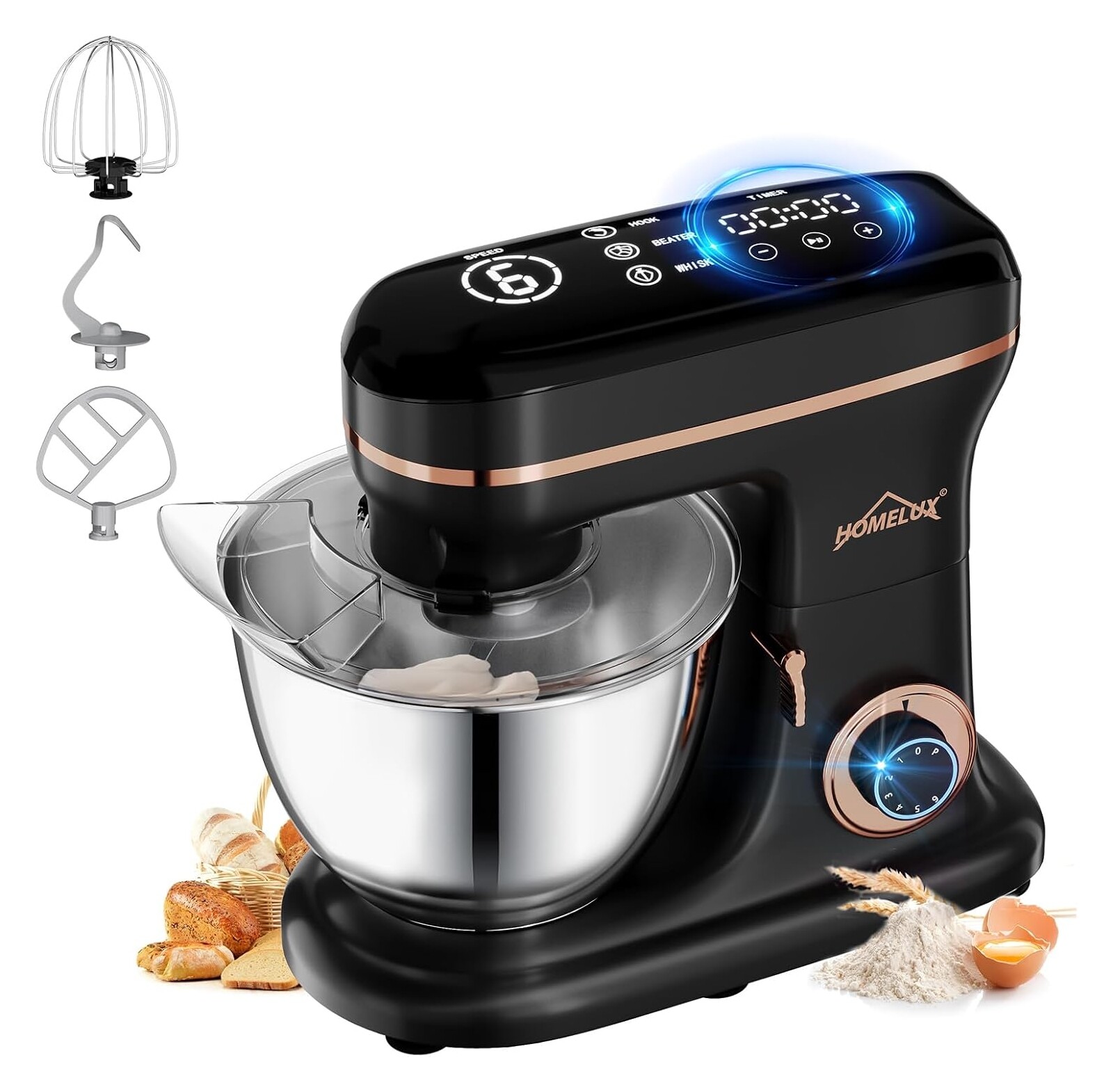 Planetární Multifunkční Kuchyňský Robot 8 L 1800 W Homelux Ef 918 A