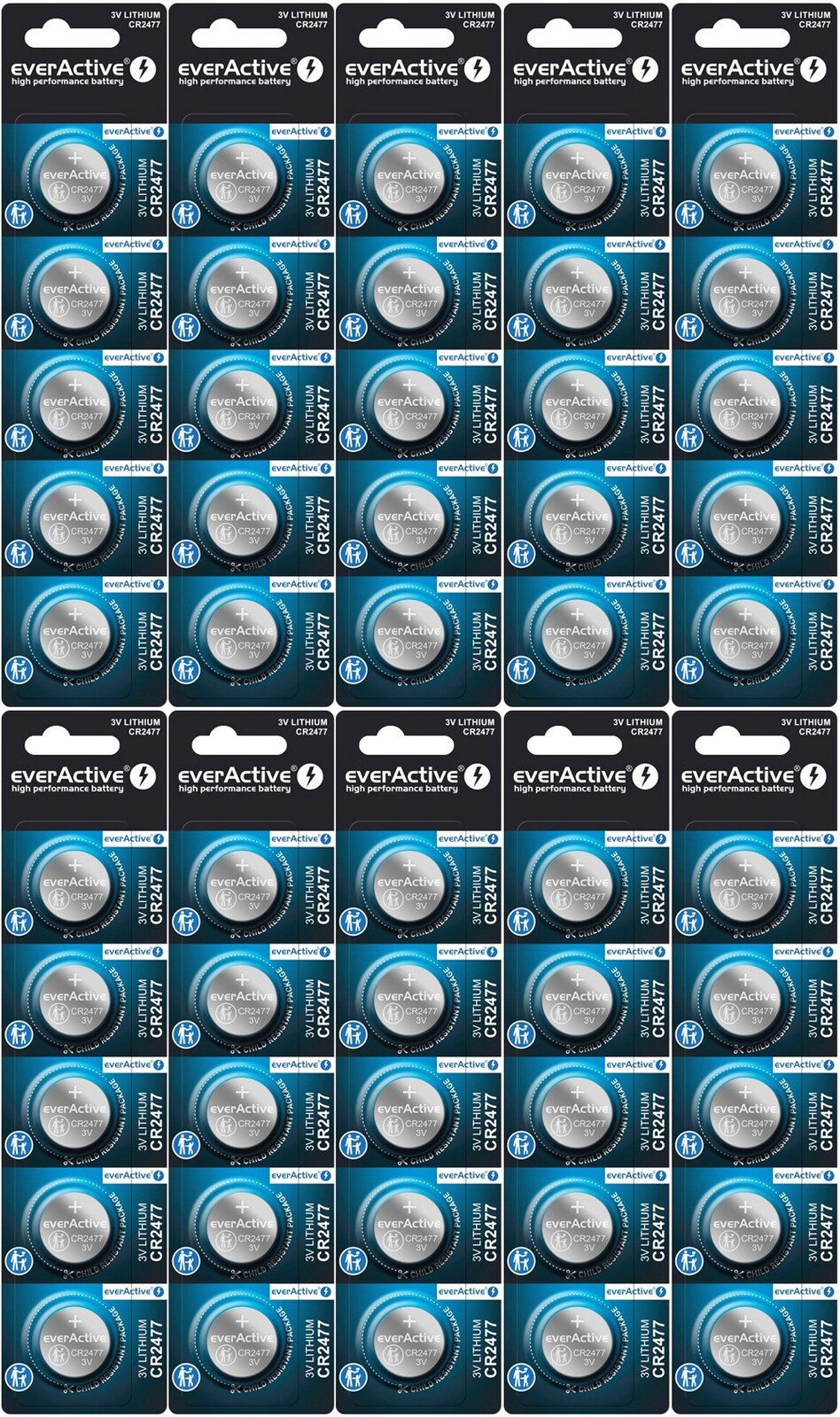 50x Lithiová Baterie Mini CR2477 CR24775BL Knoflíková Pastilka 3V Everactive