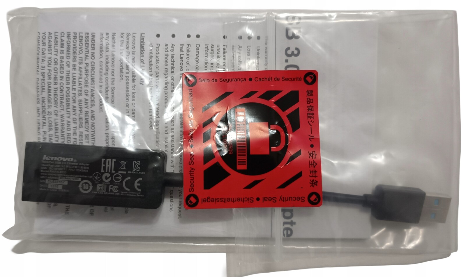 Lenovo ThinkPad Usb 3.0 Ethernetový adaptér 1000 Mbit/s