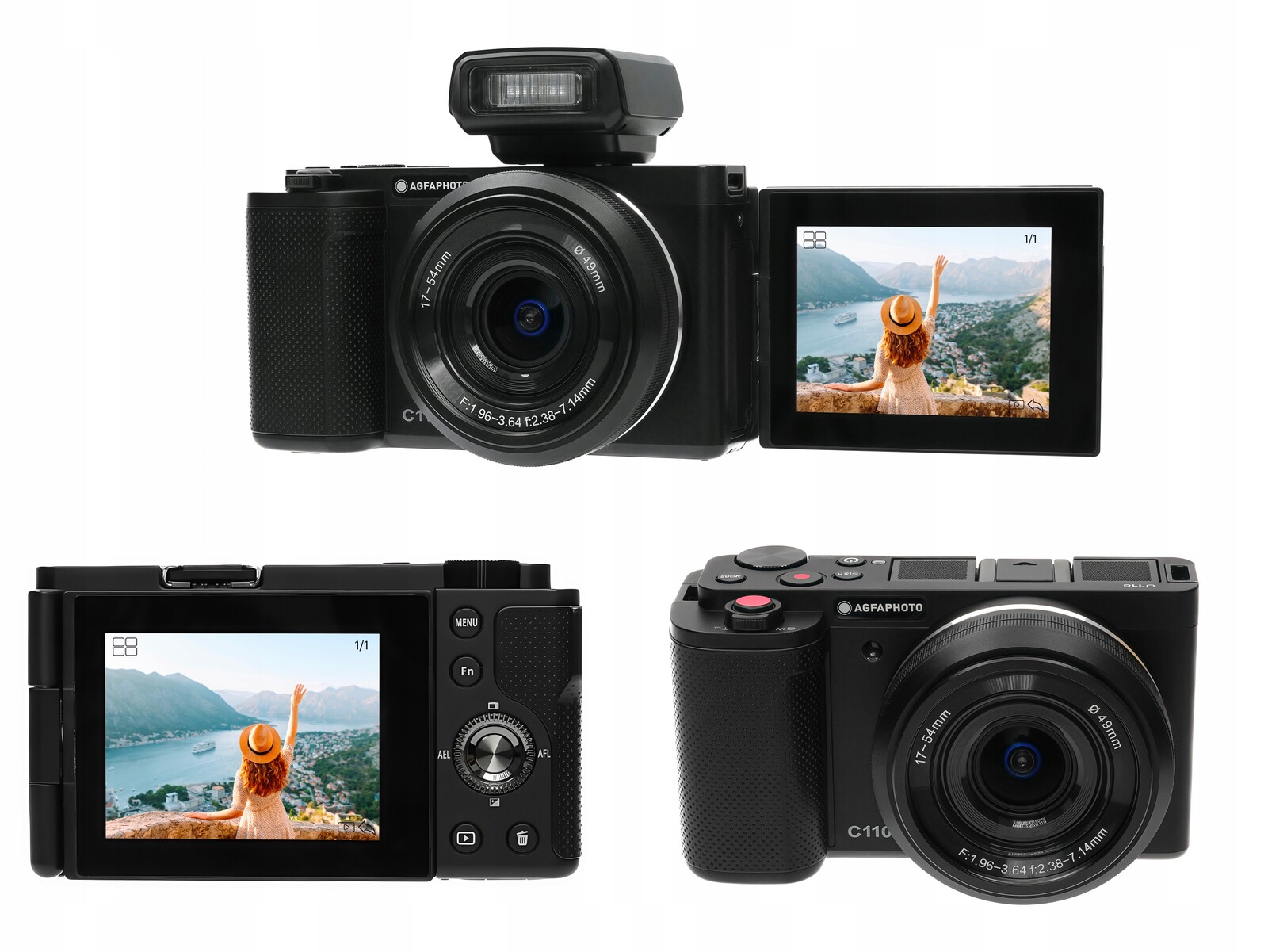 Digitální fotoaparát AgfaPhoto Pro C110 24MP 4K WiFi Pohyblivý LCD 3x Optický Zoom